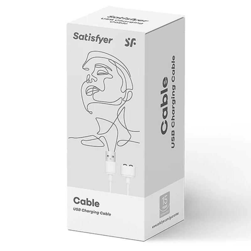 Cavo caricabatterie SATISFYER nero con connettori USB, per ricarica di dispositivi elettronici.