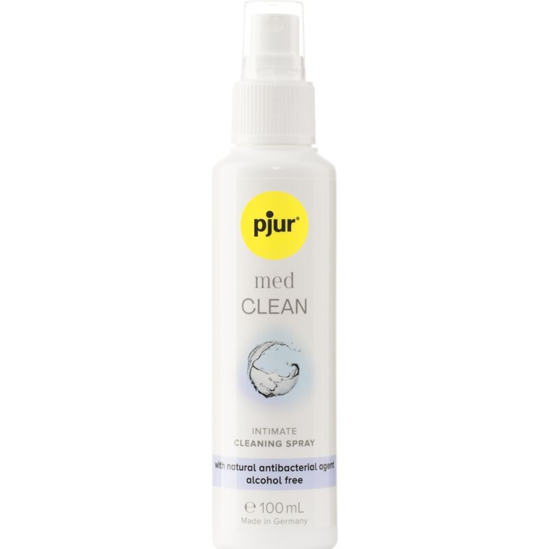 Spray detergente PJUR Med da 100 ml, soluzione detergente delicata in bottiglia con spray per la pulizia della pelle.