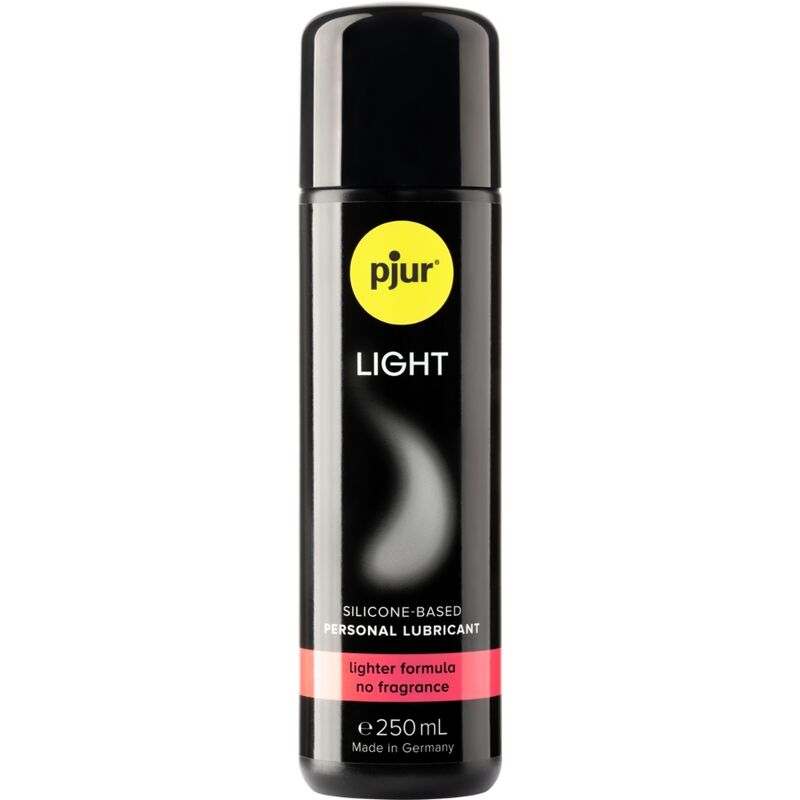 Lubrificante al silicone PJUR Light da 250 ml, bottiglia con etichetta blu e tappo, ideale per massaggi e uso intimo.