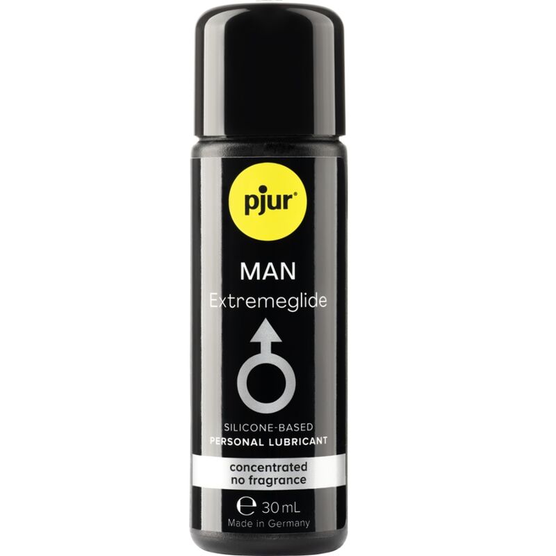 Lubrificante uomo PJUR Premium da 30 ml, bottiglia con etichetta blu e tappo trasparente, visibile in primo piano.