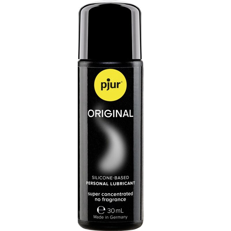 Lubrificante al silicone PJUR originale in flacone da 30 ml, mostra il contenitore trasparente con etichetta blu.