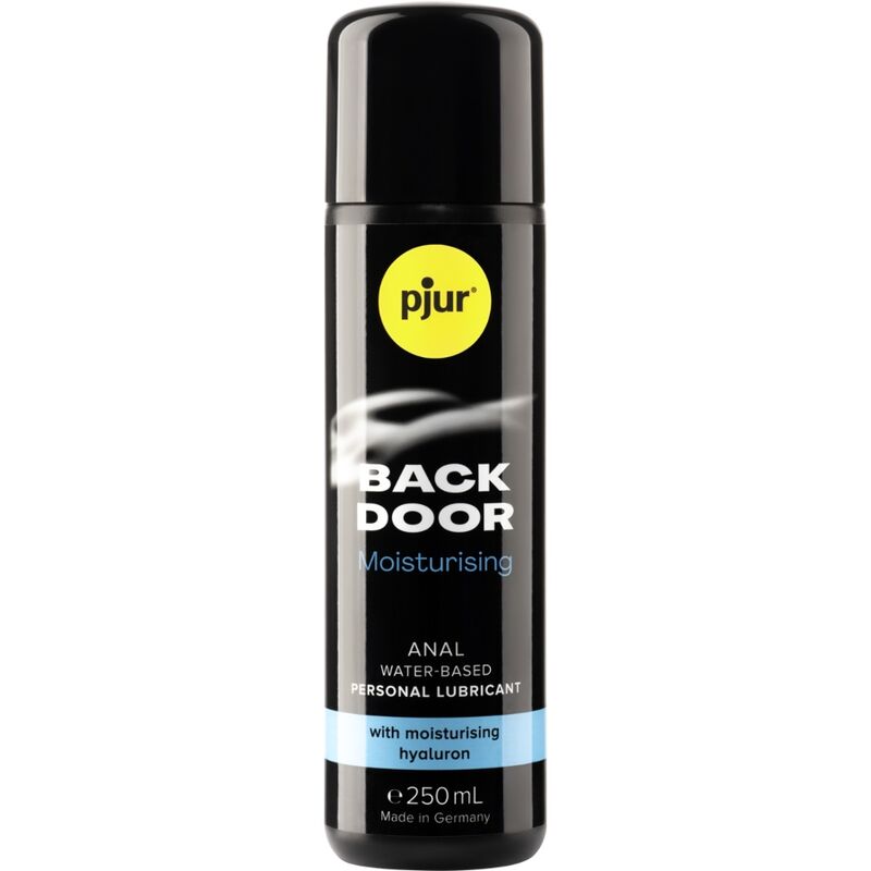 Lubrificante anale idratante PJUR Back Door in bottiglia da 250 ml, viscoso e con etichetta visibile.