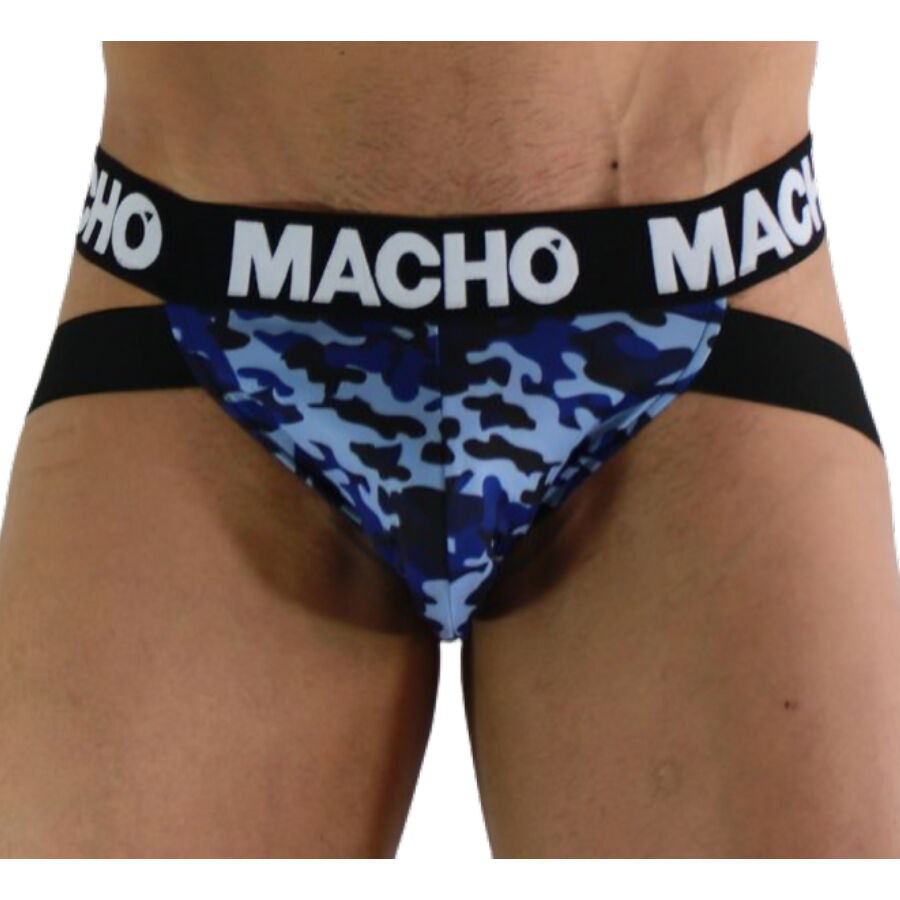 Slip intimo MACHO MX28MV Jock verde militare, tessuto elastico e confortevole, con dettagli in stile militare.