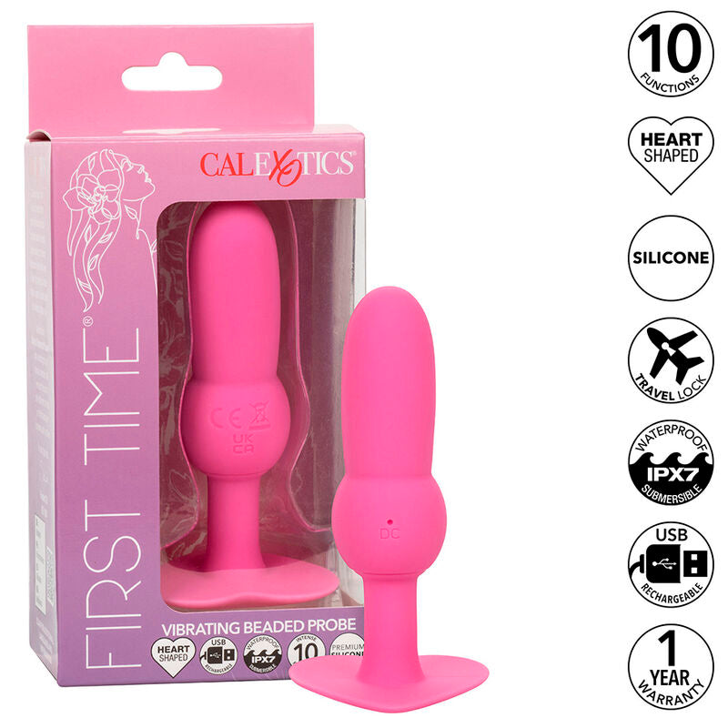 CALEXOTICS - FIRST TIME PLUG ANALE SONDA PERLINE 10 VIBRAZIONI ROSA