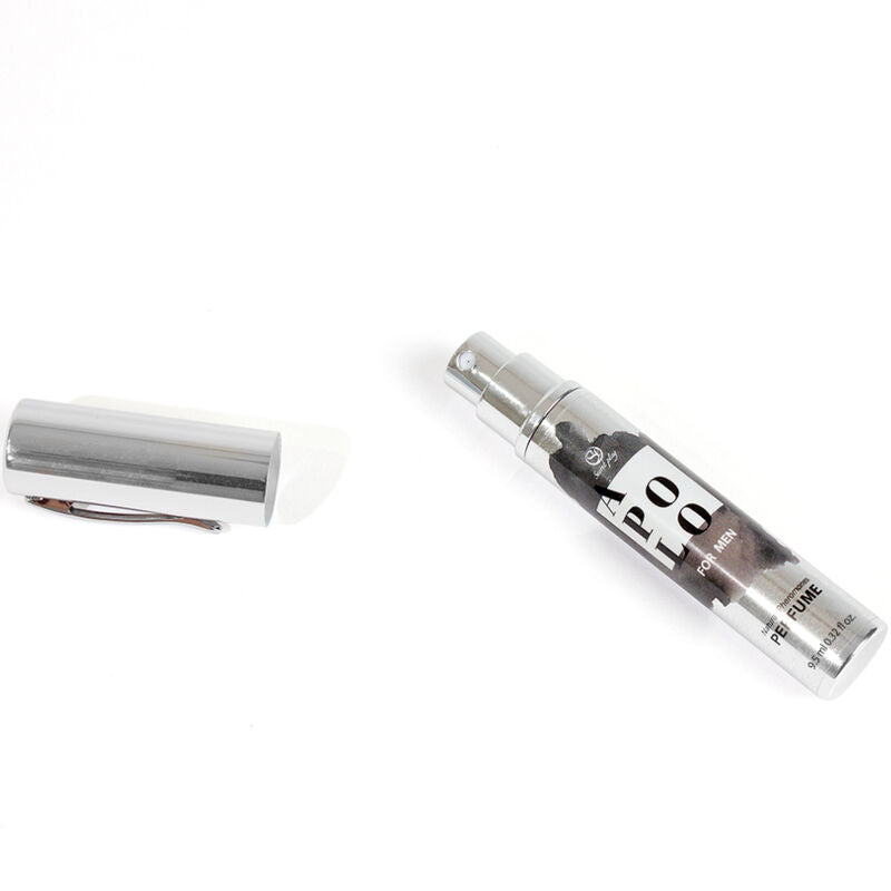 Spray di profumo con feromoni SECRETPLAY APOLO per uomo, formato da viaggio, bottiglia compatta e elegante.