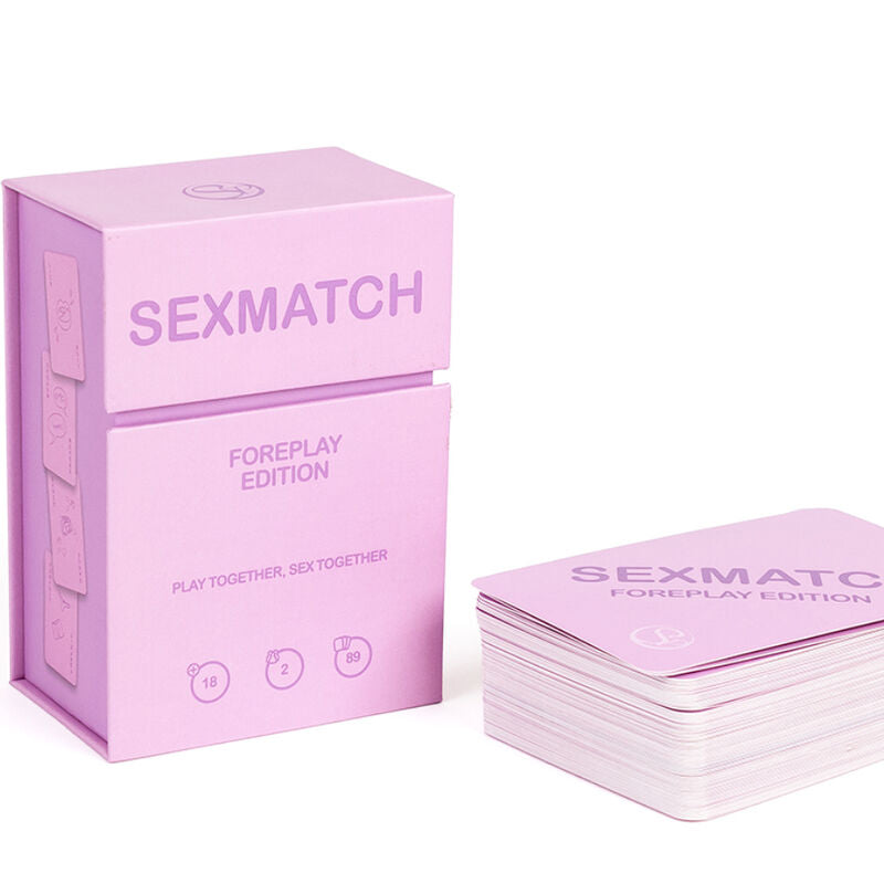 Gioco SEXMATCH di SECRETPLAY, edizione preliminare, con tessere e istruzioni per giochi di intimità e divertimento di coppia.