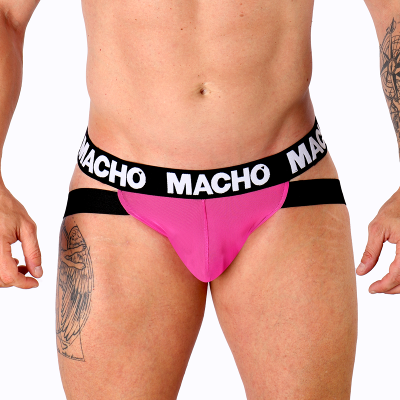 Slip maschio MACHO MX28FA Jock giallo in cotone, con dettagli elasticizzati e stile sportivo, visibile in primo piano nell'immagine.