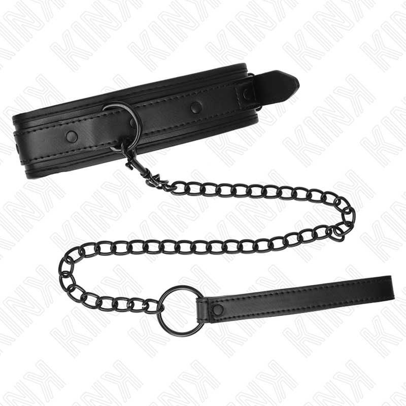 Collare bondage in neoprene KINK con cintura regolabile, modello 2, nero, misura 78 cm, dettagli in pelle e cinghie regolabili.
