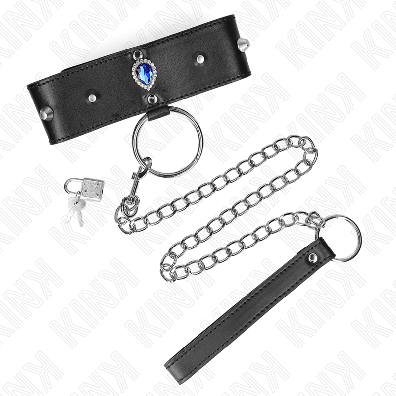 Collana KINK di 65 cm con cinturino regolabile e dettagli in diamanti blu, elegante accessorio di marca KINK COLLAR & GAG