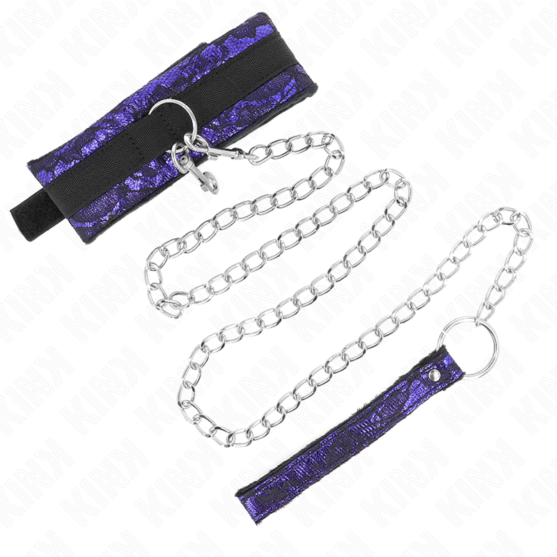 Collana corta in pizzo di velluto KINK con cintura in nylon, profilo dettagliato, colore nero e lunghezza di 105 cm.