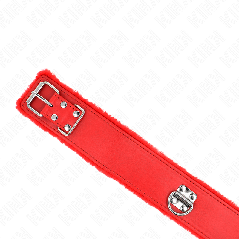Collana con guinzaglio KINK in argento, modello 4 rosso, regolabile 40-48 cm, con borchie e anello in metallo.