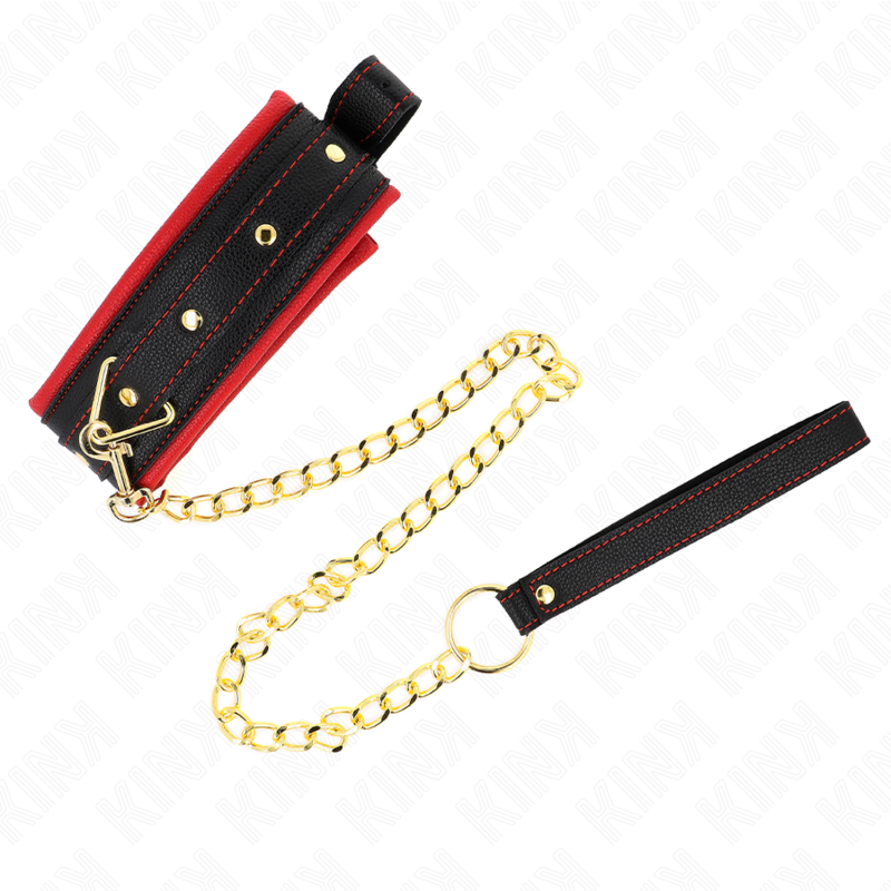 Collare e guinzaglio in tessuto regolabile KINK, colore nero, con fibbia e anello, lunghezza regolabile da 33 a 48 cm.