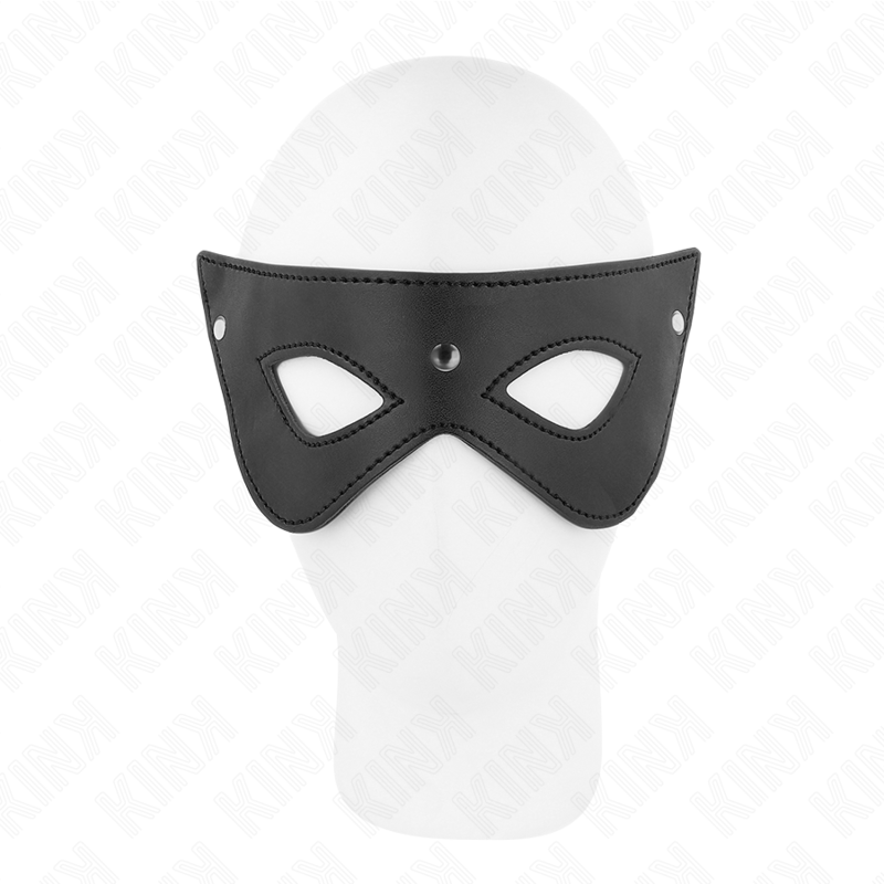 Maschera per occhi KINK Masked Allure, 3 rivetti, 24x9 cm, in morbido materiale nero con dettagli metallici.
