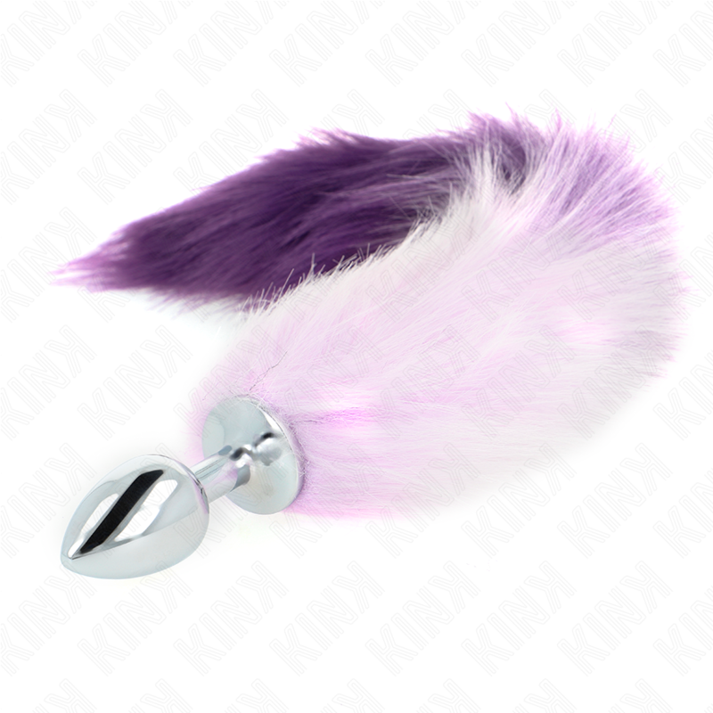 Plug anale KINK di taglia S, 7x3 cm, con coda sintetica viola lunga 40 cm, prodotto della linea KINK PLEASURE PLUGS.