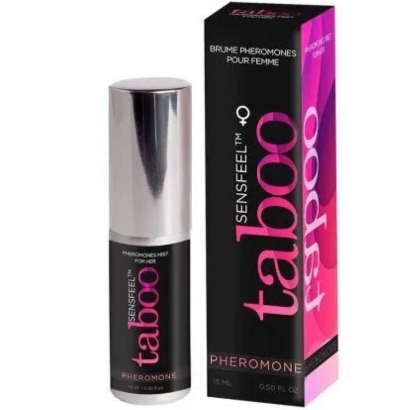 Profumo RUF Taboo Pheromone per Lei, flacone da 15 ml con etichetta, appositamente formulato per attrarre e sedurre.