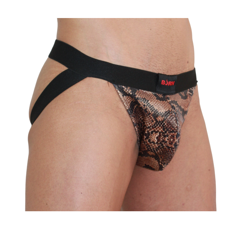 Maglietta BURN 002 JOCK SNAKE nero con dettagli a motivo serpente, taglia S, tessuto morbido e comodo.
