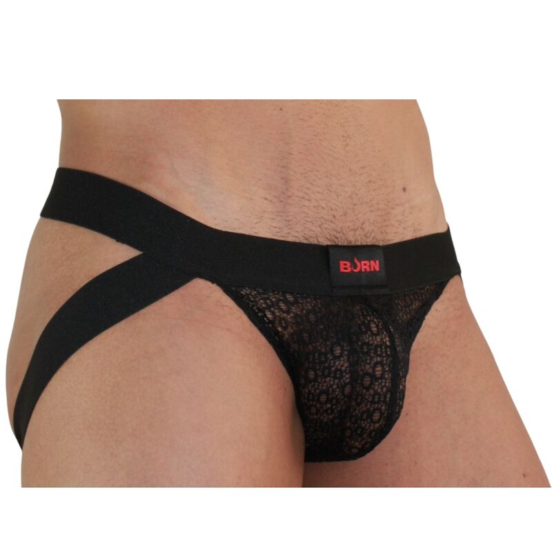 Slip in nero BURN Jock Lingerie, taglia S, con dettagli aderenti e tessuto elastico, visibile in questa immagine.
