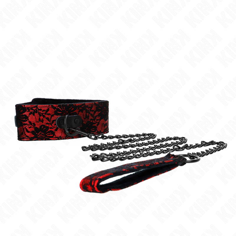 Collana e cintura in pizzo e vera pelle KINK, lunghezza 105 cm, dettagli eleganti e femminili.