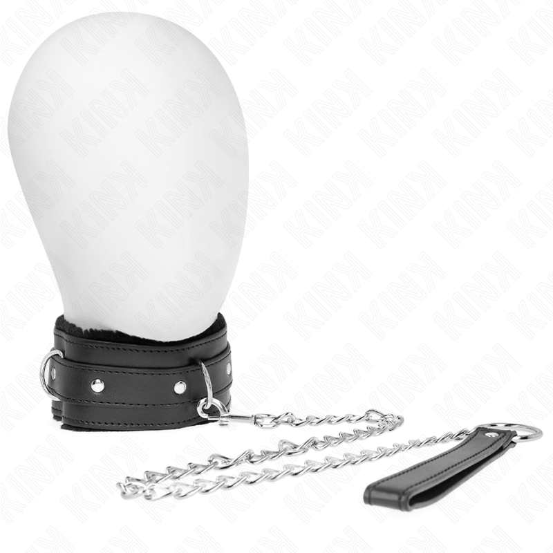 Collare e guinzaglio KINK nero da 65 cm con restrizioni, misura 36-42 cm, cinturino largo 5,5 cm, accessorio BDSM.