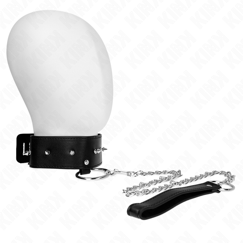 Collana regolabile di KINK con guinzaglio e borchie argentate, lunghezza 65 cm, modello 2, elegante e resistente.