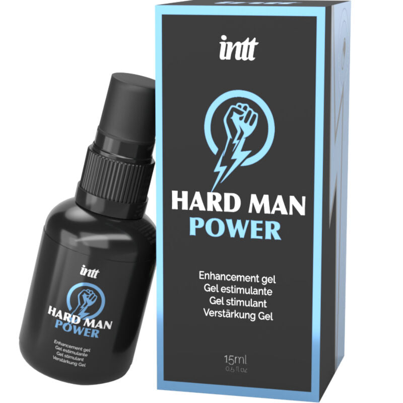 Spray stimolante hard man Power INTT for Her in confezione spray con etichetta blu e bianca, visibile nella bottiglia.