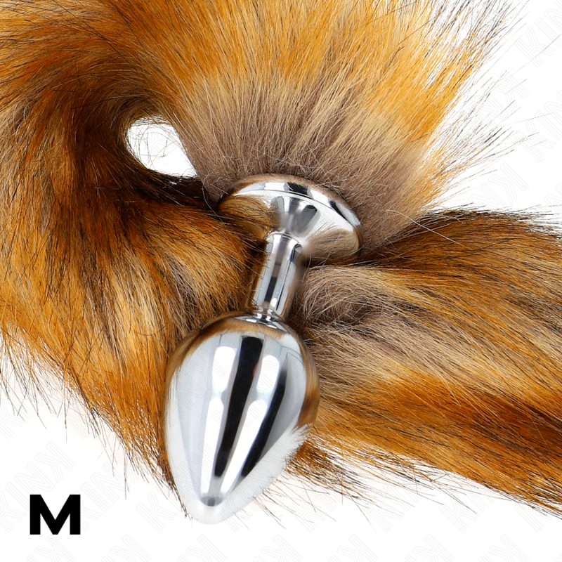 Plug anale KINK misura media con coda sintetica lunga 40 cm, colore marrone, prodotto della linea KINK PLEASURE PLUGS.