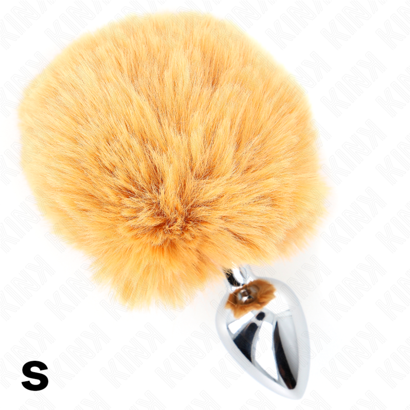 Spina in acciaio inossidabile KINK con coda di coniglio in ecopellaccia beige, 7x3 cm, design elegante e realistico.