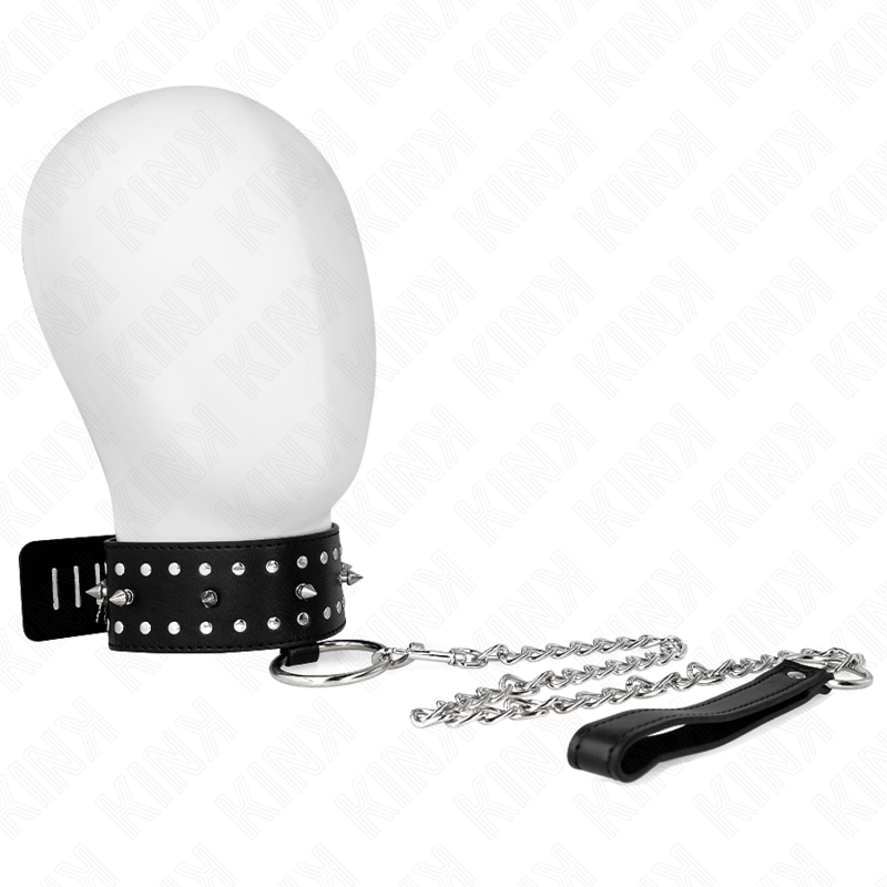 Collana con guinzaglio KINK in argento con borchie, lunghezza regolabile 36-43 cm, modello 1, stile audace e moderno.