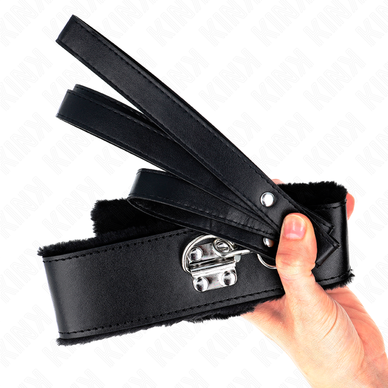 Collana con guinzaglio KINK in argento nero, regolabile 40-48 cm, con borchie, lunghezza 116 cm, modello 4, stile BDSM.