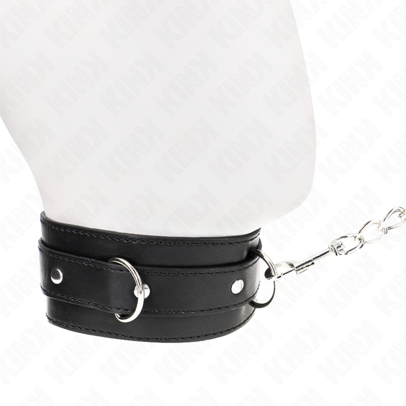 Collare con cintura nera KINK, lunghezza 65 cm e cinturino 54 x 4,5 cm, in pelle resistente, ideale per bondage e giochi BDSM.