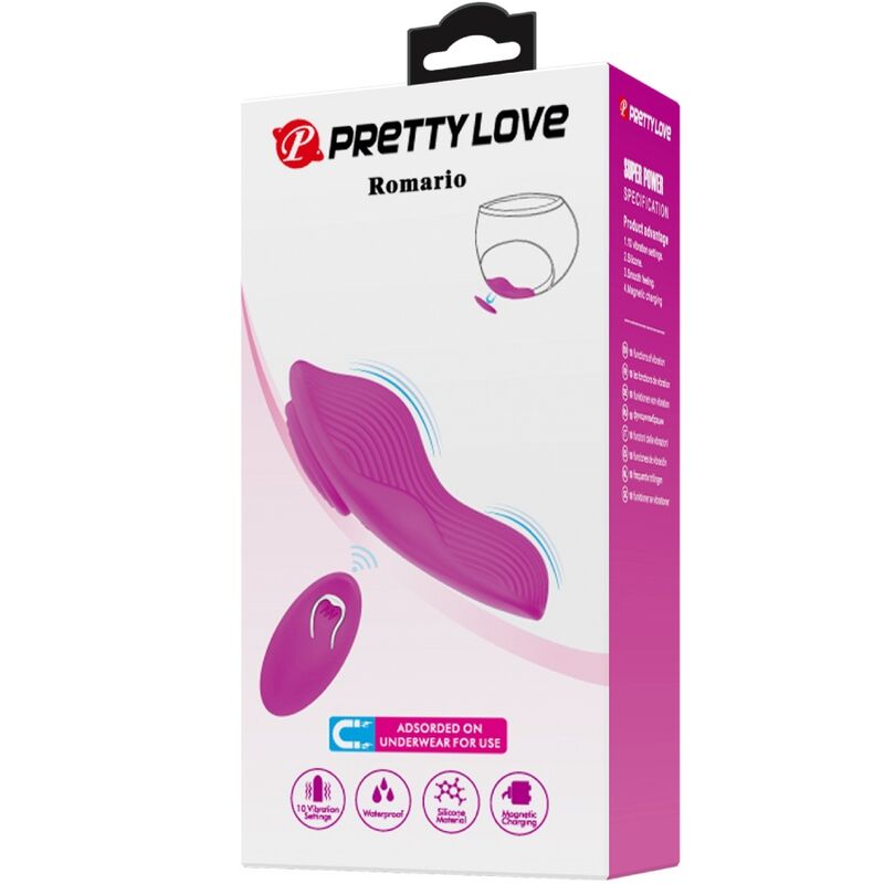 Stimolatore clitorideo Pretty Love Romario rosa con telecomando, design compatto e morbido per piacere intenso e discreto.