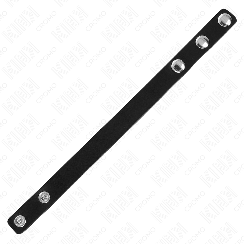 Anello per pene in pelle KINK RING POWER con chiusura a pressione, misura 21,5 x 1,5 cm, dettaglio in pelle e metallo
