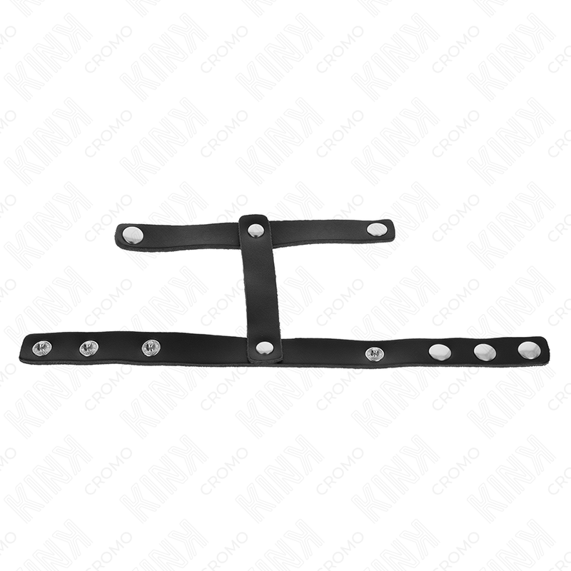 Anello per pene e cinturino divisore per palle regolabile in pelle, prodotto KINK RING POWER, mostrato in dettaglio.