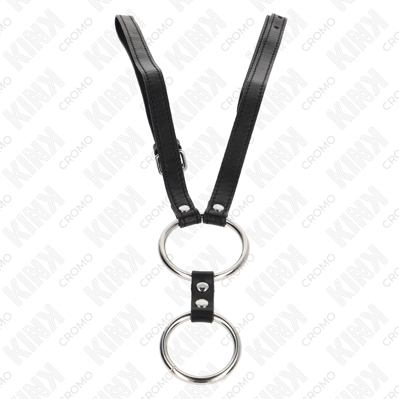 Anello per pene KINK in metallo con cintura in pelle da 112 cm, diametro regolabile tra 3,8 e 5 cm, modello KINK RING POWER