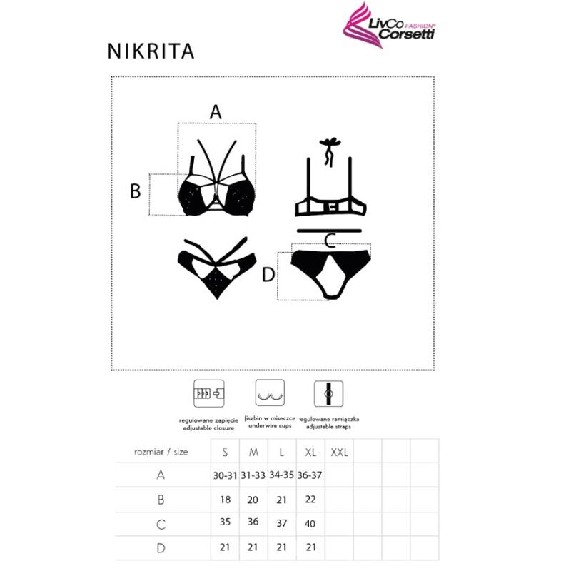 LIVCO CORSETTI FASHION - NIKRITA LC 90647 REGGISENO + SLIP NERO M
