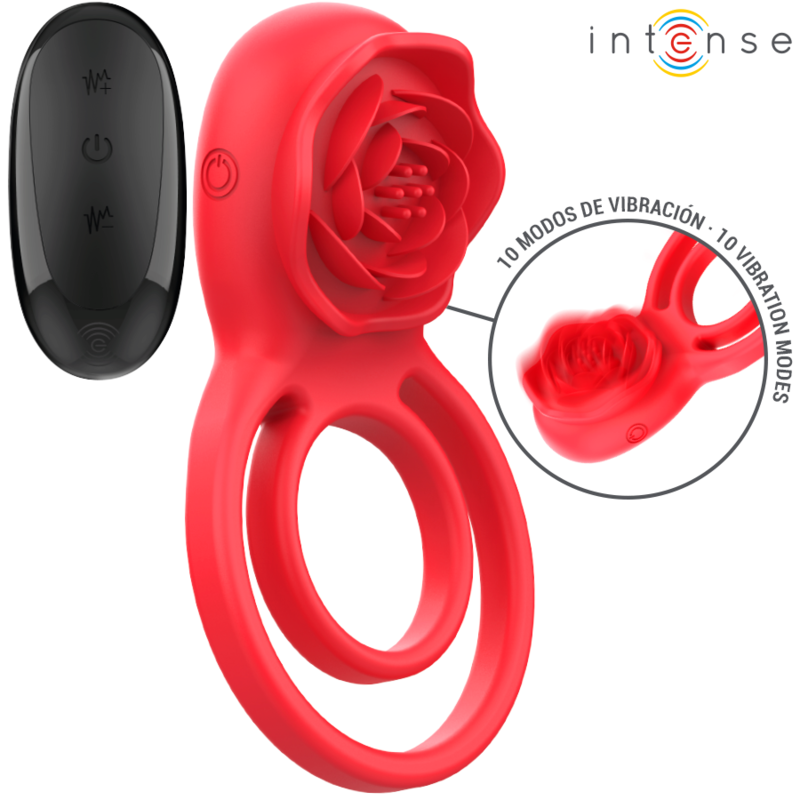 Stimolatore Gail INTENSE Fun con 10 vibrazioni e telecomando, colore rosso, design ergonomico e dettagli visibili.
