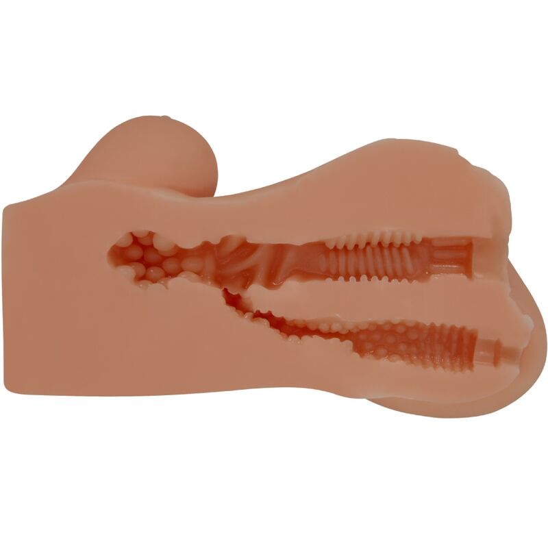Mascherina di masturbatore realistico Crazy Bull Hannah doppio con aperture vaginale e anale, design mulatto, dettagli realistici e di alta qualità.