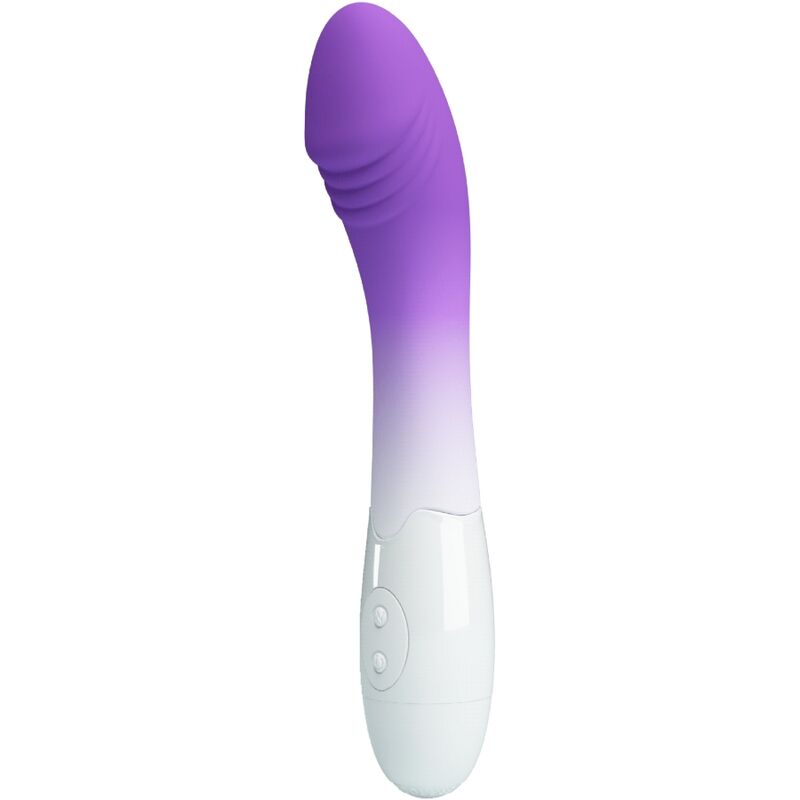 Vibratore G-spot Pretty Love Elemental in viola con 30 vibrazioni, design ergonomico e superficie liscia, visibile nell'immagine.