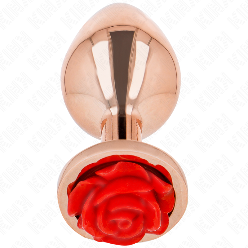 Plug anale in oro rosa KINK con rosa rossa, design elegante e dettagli raffinati, prodotto della linea KINK PLEASURE PLUGS.