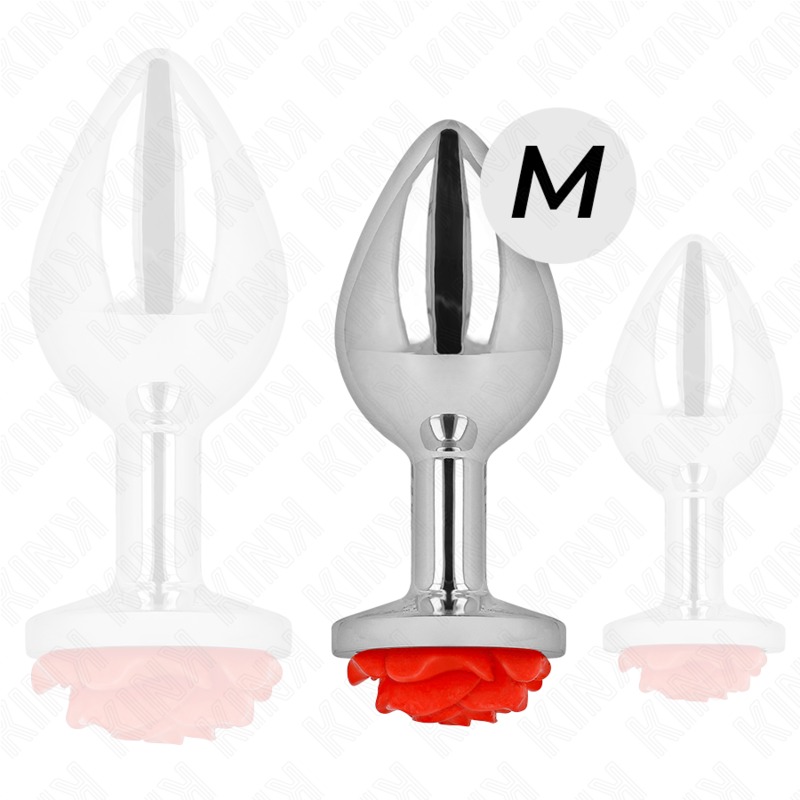 Plug anale rosa rosso taglia M KINK Pleasure Plugs, forma liscia e ergonomica, ideale per uso anale.
