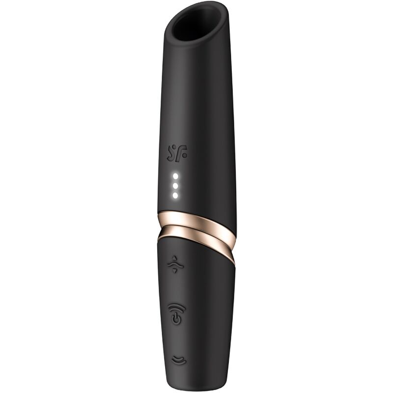 Stimolatore clitoride SATISFYER Perfect Kiss Wave nero/oro, con tecnologia Air Pulse e design elegante, immagini in dettaglio