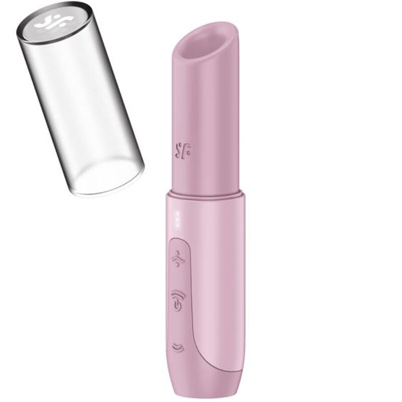 Stimolatore clitorideo SATISFYER Secret Kiss Wave rosa con tecnologia Air Pulse, visibile con design compatto e dettagli rosa brillante.