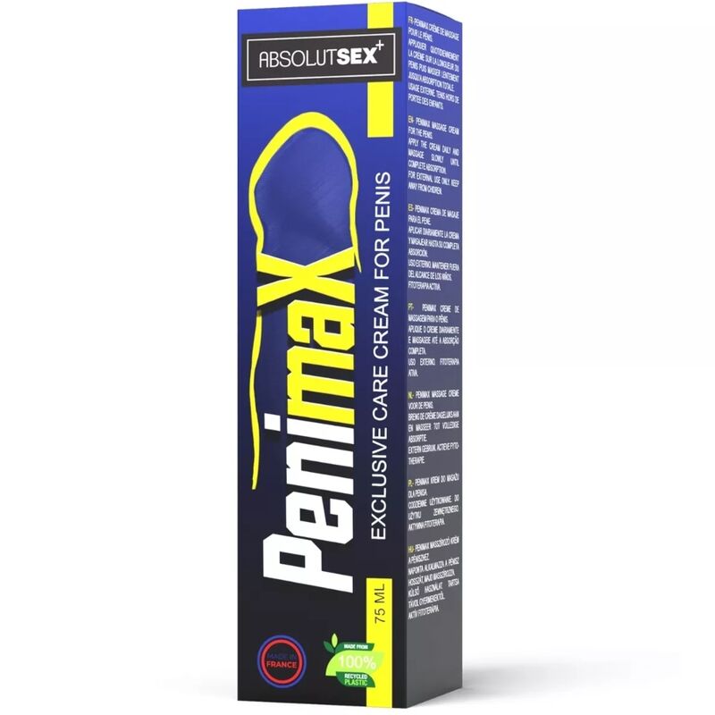 Crema idratante RUF Penimax da 75 ml per migliorare l’erezione e la cura del pene, con tubo di crema visibile nell'immagine.
