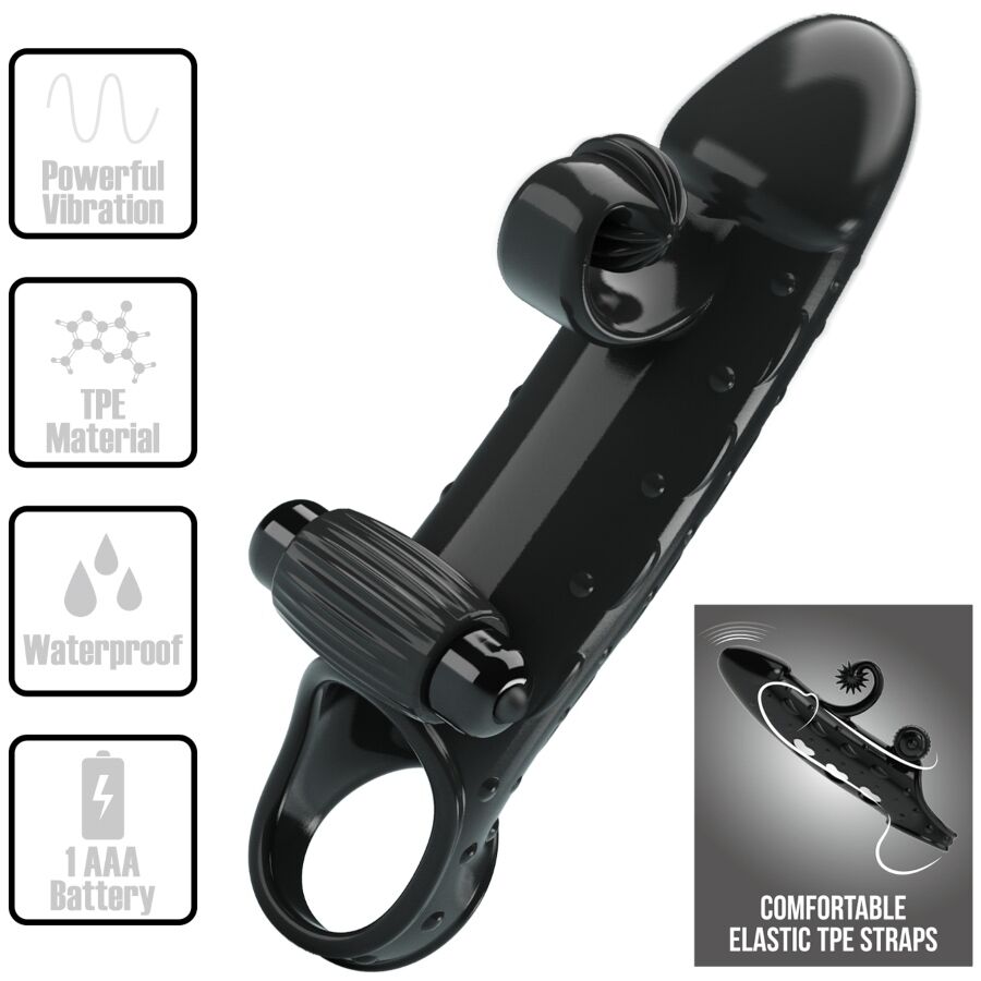 ROMANCE - BLACK VIBRATING PENIS SHEATH