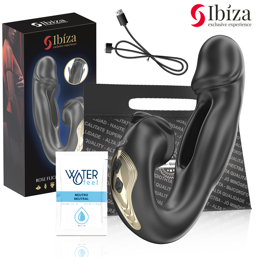 Vibratore Ibiza Ibiza Technology con effetto flicking e stimolatore clitoride rosa, design elegante e funzionale