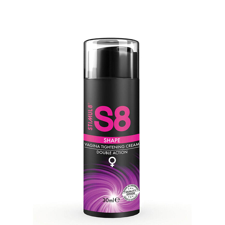 Crema rassodante vaginale STIMUL8 S8 Shape in tubo da 30 ml, con confezione e applicatore visibile nell'immagine.