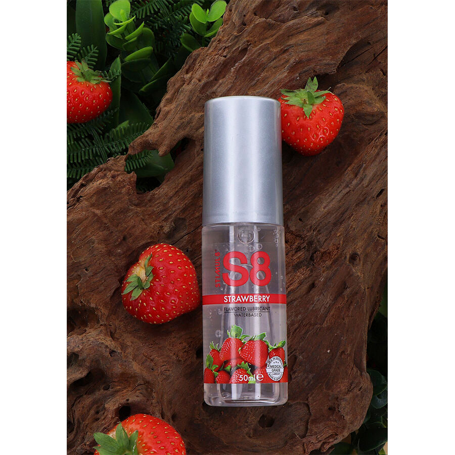 Lubrificante alla fragola STIMUL8 S8 da 125 ml, gel lubrificante per uso personale con fragranza alla fragola.