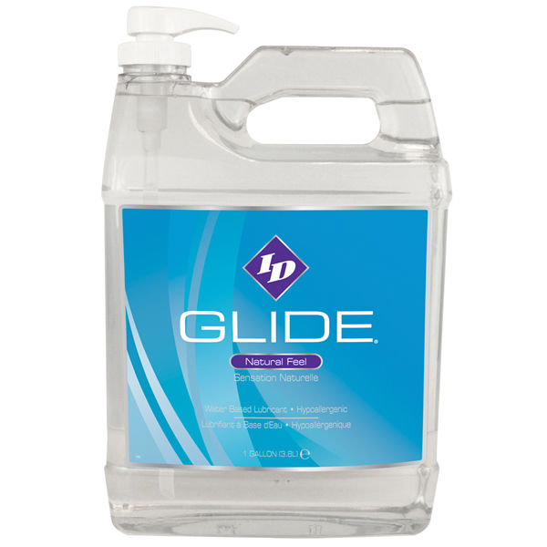 Lubrificante a base acqua ID GLIDE da 4000 ml, bottiglia grande con etichetta blu e bianca, ideale per uso personale.