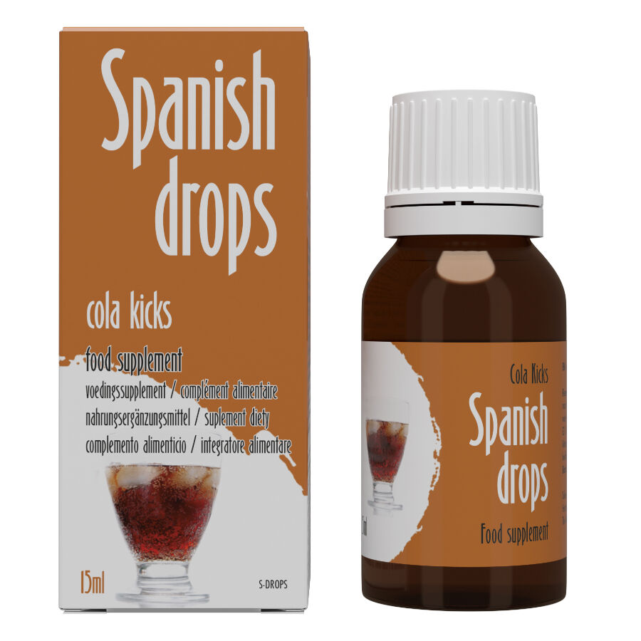 Gocce di cola COBECO SPANISH DROPS COLA KICKS da 15 ml, confezione con bottiglia e contagocce, formato compatto e pratico