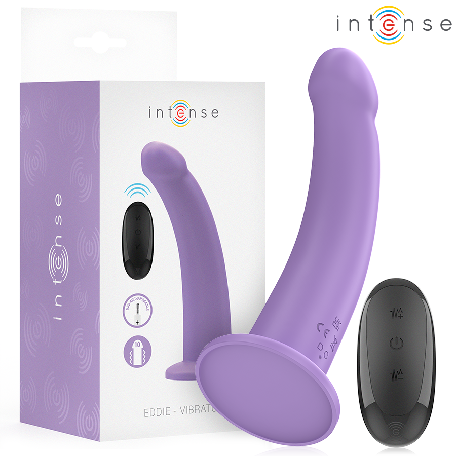 Vibratore Intense Eddie viola lungo 17,5 cm con telecomando e 10 vibrazioni, prodotto di Intense Fun.